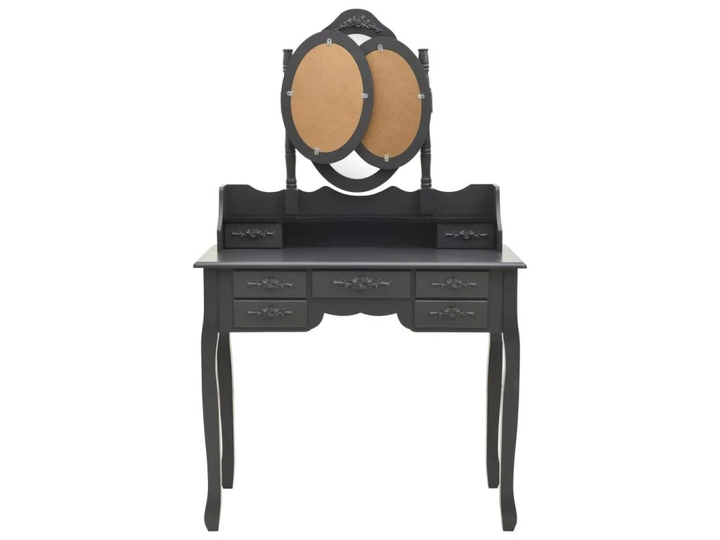 Coiffeuse Table De Maquillage Design Meuble Mobilier De Chambre Avec Tabouret Et Miroir 90 X 40 X 146 Cm Pliable En 3 Gris 02_0006270 â Image 4