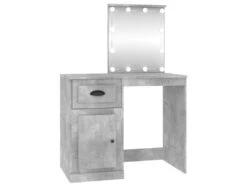 Coiffeuse Table De Maquillage Design Meuble Mobilier De Chambre Avec Led 90 X 50 X 132,5 Cm Bois D'ingénierie Gris 02_0006313