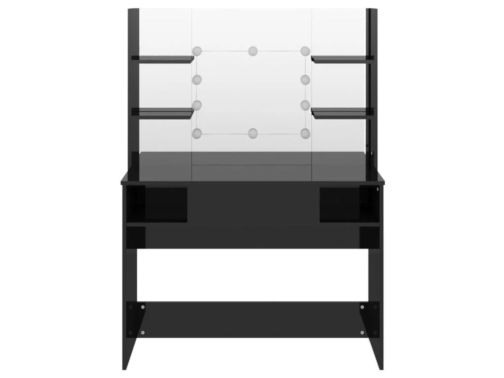 Table De Maquillage Avec Ă©clairage 100 X 40 X 135 Cm Led Mdf Noir Brillant 02_0006252 â Image 2