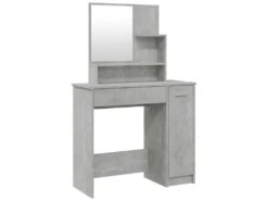 Coiffeuse Table De Maquillage Design Meuble Mobilier De Chambre Avec Miroir 86,5 X 35 X 136 Cm Gris 02_0006396