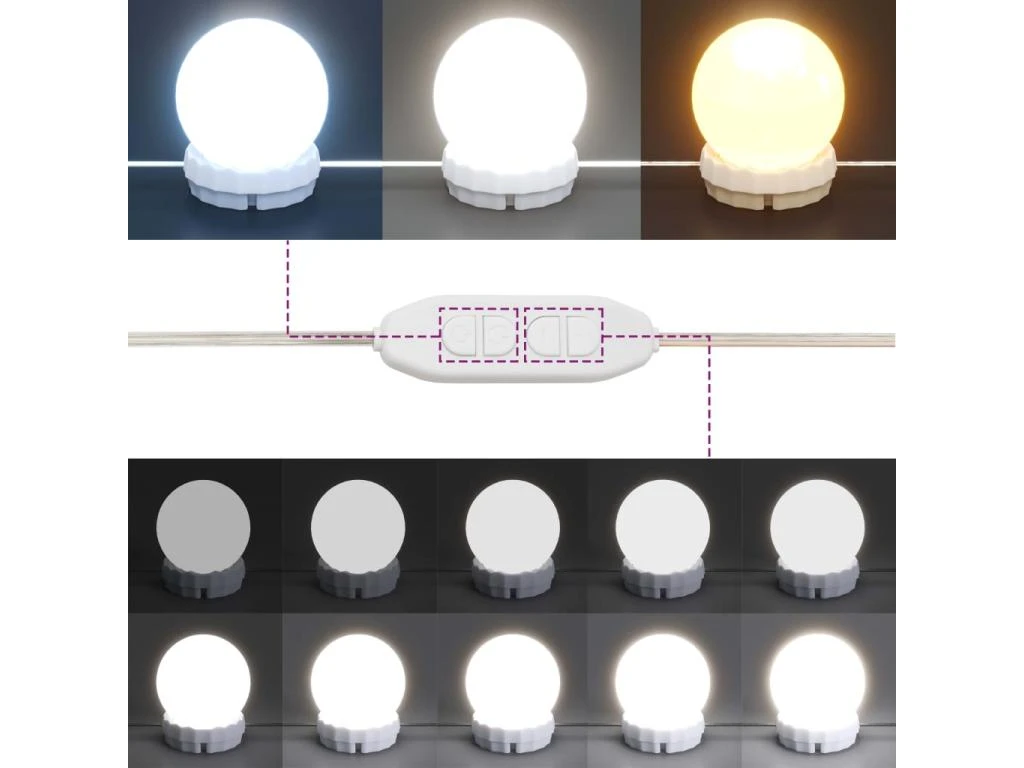 Coiffeuse Design Avec Led 130 X 50 X 132,5 Cm Blanc 02_0006317 â Image 4