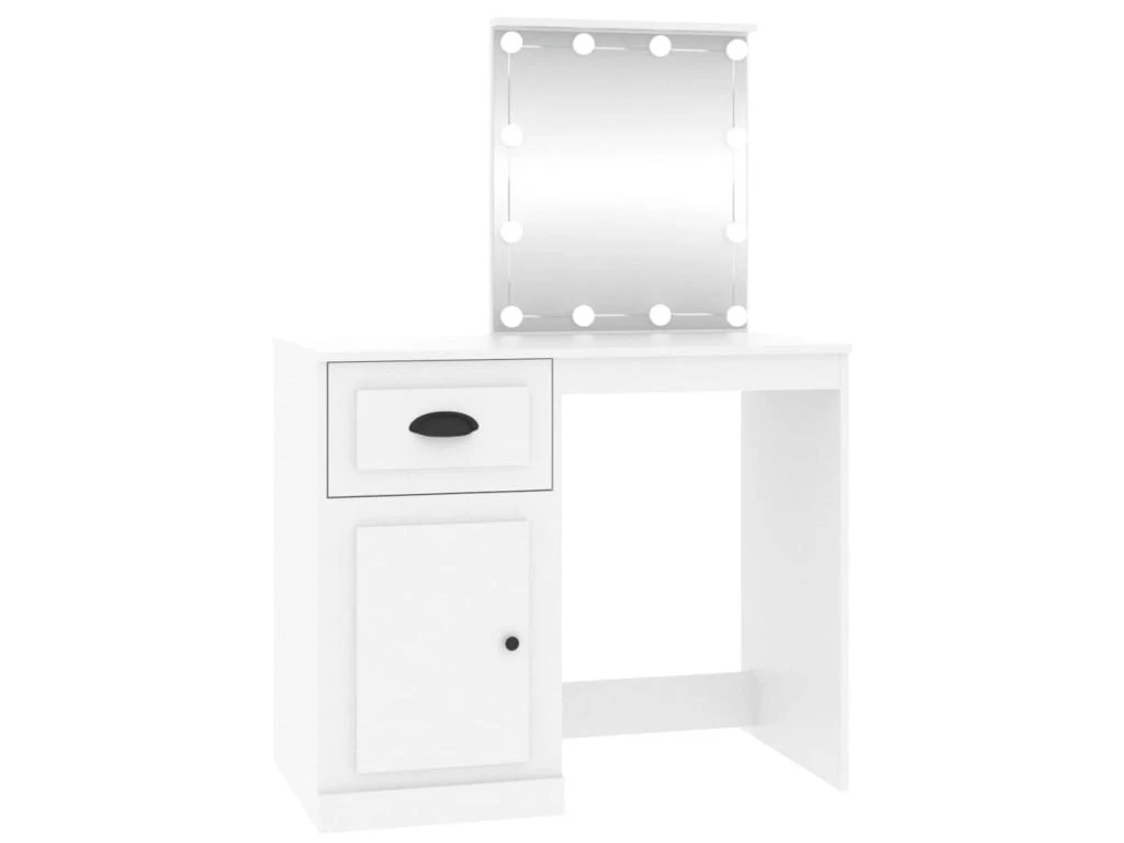 Coiffeuse Design Contemporaine Avec Led 90 X 50 X 132,5 Cm Bois D'ingénierie Blanc 02_0006366