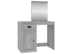 Coiffeuse Avec Miroir 90 X 50 X 132,5cm Bois Ingénierie Gris 02_0006311