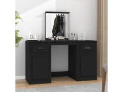 Coiffeuse Avec Miroir Noir 130x50x132,5 Cm