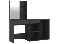 Coiffeuse à Led Avec Armoire 60 X 40 X 140 Cm Bois D'ingénierie Noir 02_0006287