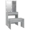 Ensemble De Coiffeuse Tabouret Avec Led 60 X 40 X 140 Cm Bois D'ingénierie Gris 02_0006289