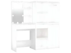 Coiffeuse à Led Avec 2 Armoires 60 X 40 X 140 Cm Bois D'ingénierie Blanc 02_0006304