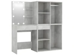 Coiffeuse à Led Avec 2 Armoires 60 X 40 X 140 Cm Bois D'ingénierie Gris 02_0006297