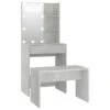 Coiffeuse Table De Maquillage Tabouret Design Meuble Mobilier De Chambre Avec Led 60 X 40 X 140 Cm Bois D'ingénierie Gris 02_0006407