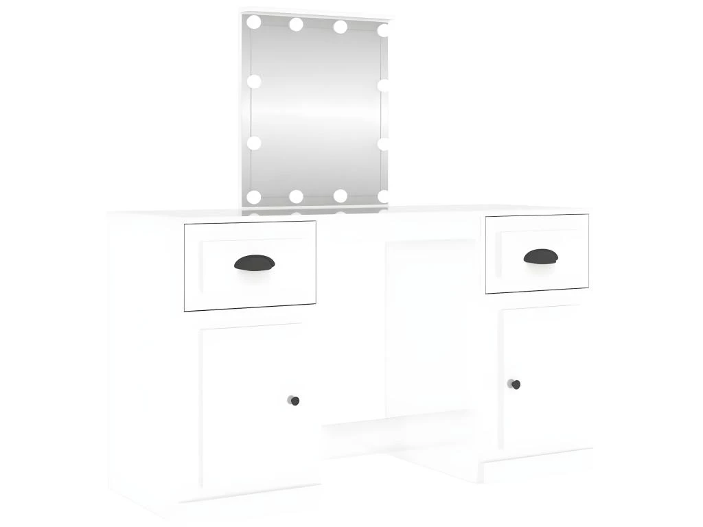 Coiffeuse Avec LED Blanc Brillant 130x50x132,5 Cm – Image 2