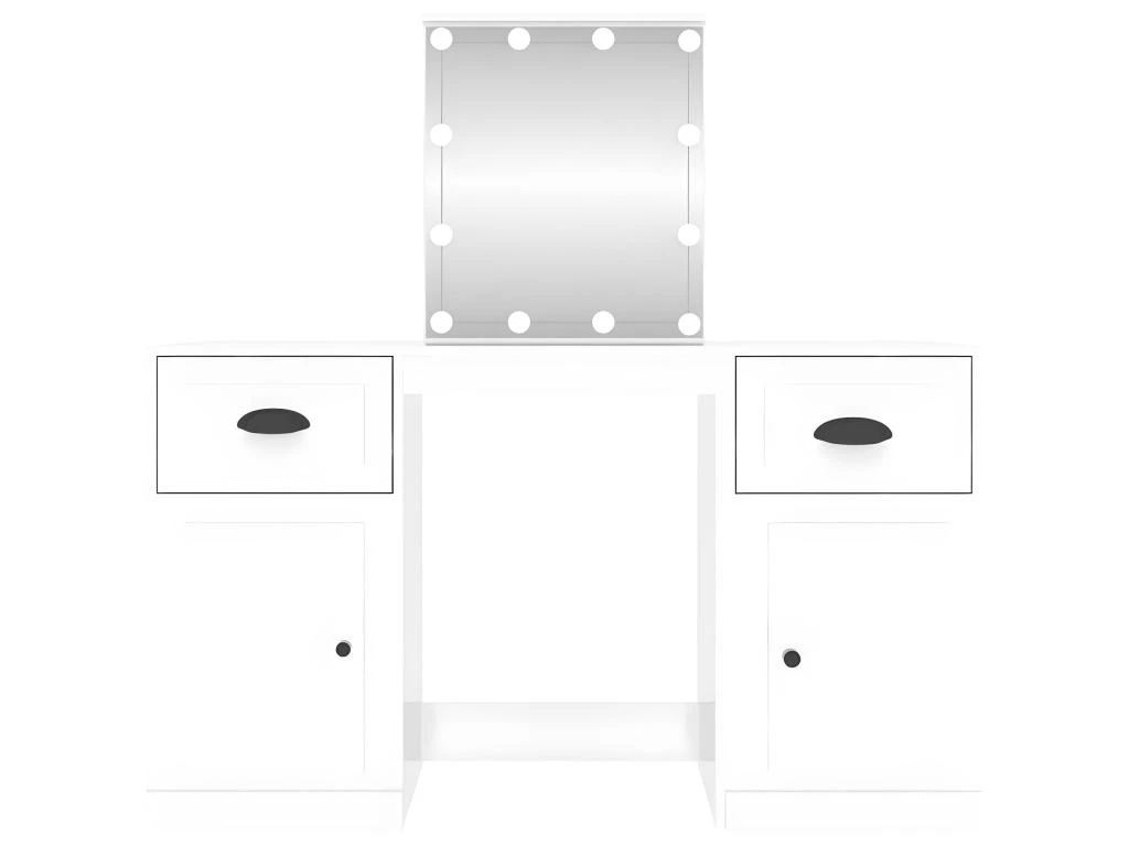 Coiffeuse Avec LED Blanc Brillant 130x50x132,5 Cm – Image 6