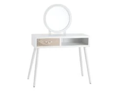 DELLA - Coiffeuse 1 Tiroir Avec Miroir Bois Massif