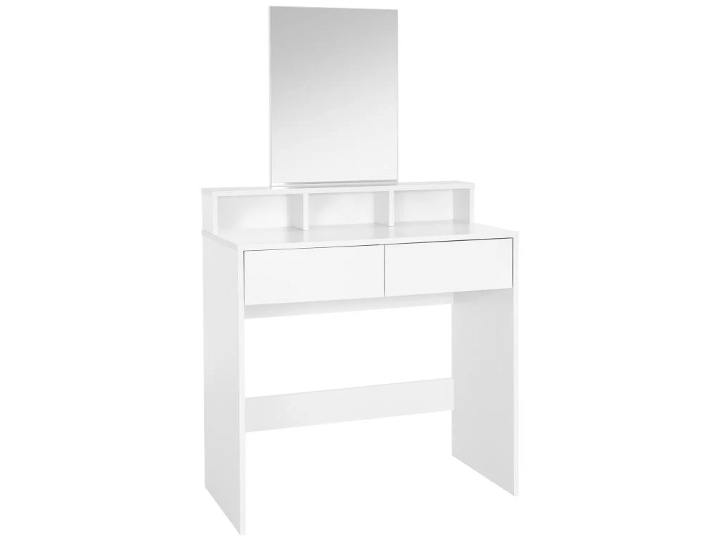 Coiffeuse Avec Miroir Tiroirs MDF Blanc 80x40x140 Cm ML-DESIGN