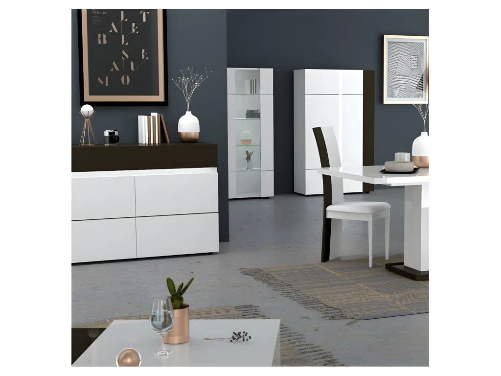 Vaisselier 2 Portes Gris/Blanc Brillant - WATOM â Image 3