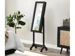 Armoire à Bijoux Miroir Psyché En MDF Et Bois De Sapin BERENICE - H.120 Cm - Noir