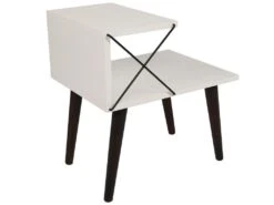 Table D'appoint, 100% Aggloméré Plaqué Mélamine, Couleur Blanc 50x55x40
