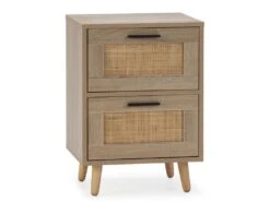 Table De Chevet Dalia 2 Tiroirs Couleur Chêne, 40 X 34 X 57 Cm