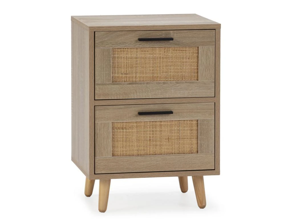 Table De Chevet Dalia 2 Tiroirs Couleur ChĂȘne, 40 X 34 X 57 Cm