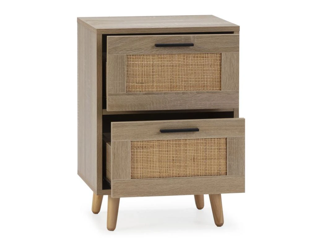 Table De Chevet Dalia 2 Tiroirs Couleur ChĂȘne, 40 X 34 X 57 Cm â Image 2