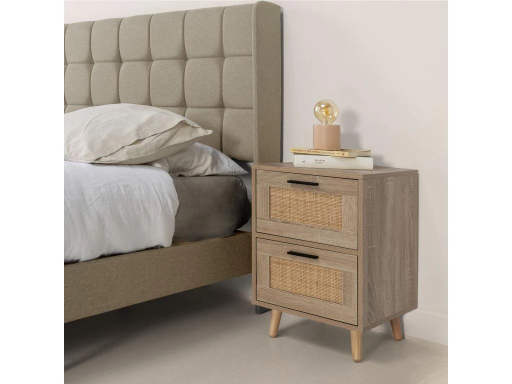 Table De Chevet Dalia 2 Tiroirs Couleur ChĂȘne, 40 X 34 X 57 Cm â Image 5