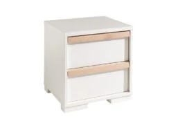 NASH WHITE - Chevet 2 Tiroirs Blanc Et Bois