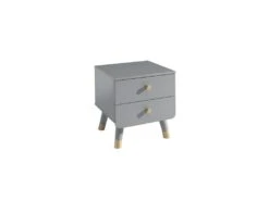 TINY GREY - Chevet 2 Tiroirs Gris Et Gold
