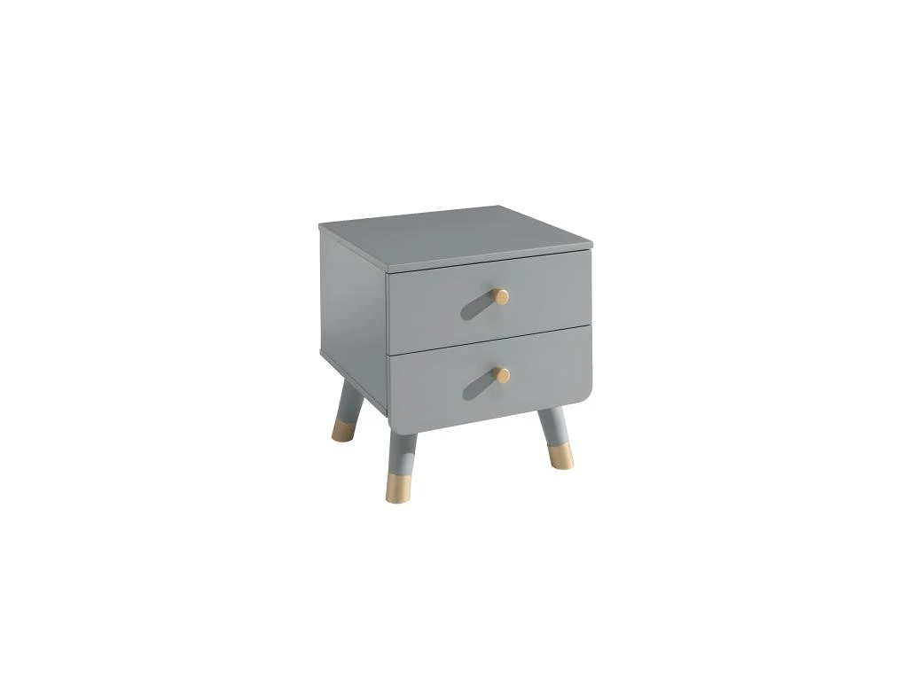 TINY GREY - Chevet 2 Tiroirs Gris Et Gold