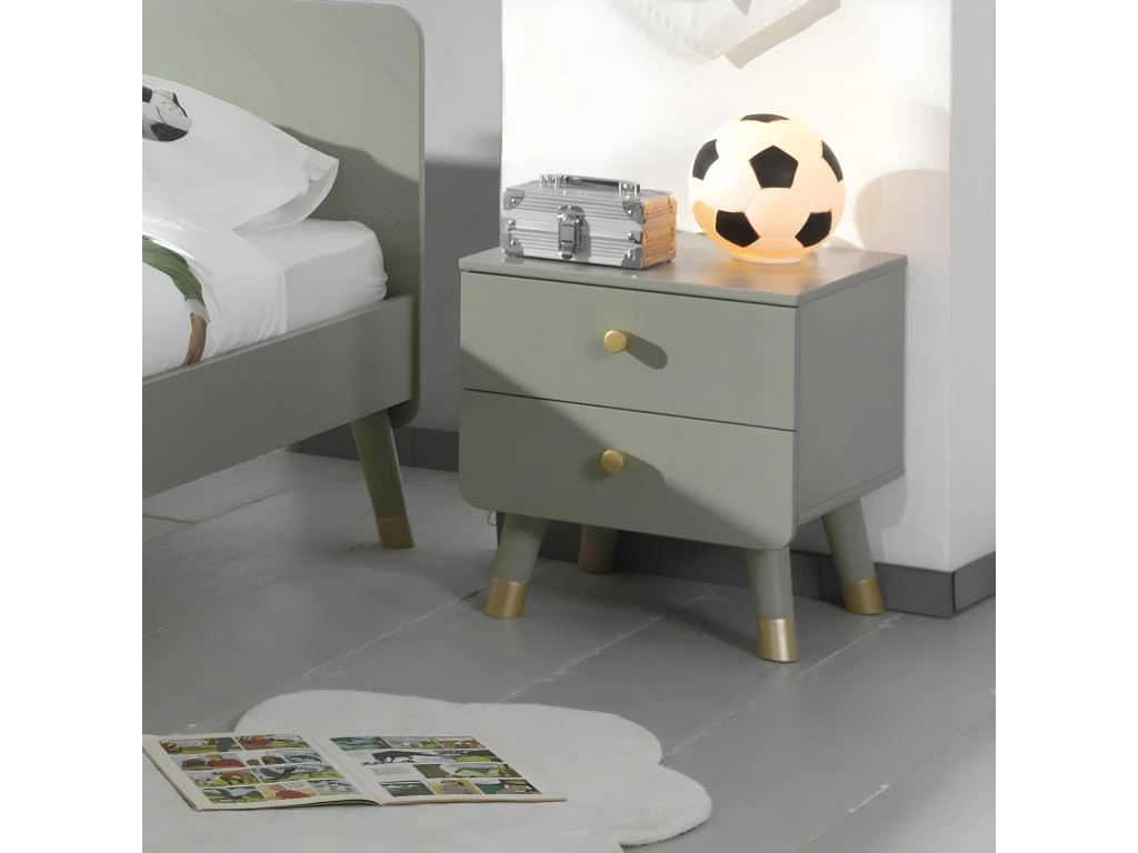 TINY GREEN - Chevet 2 Tiroirs Vert Olive Et Gold – Image 2