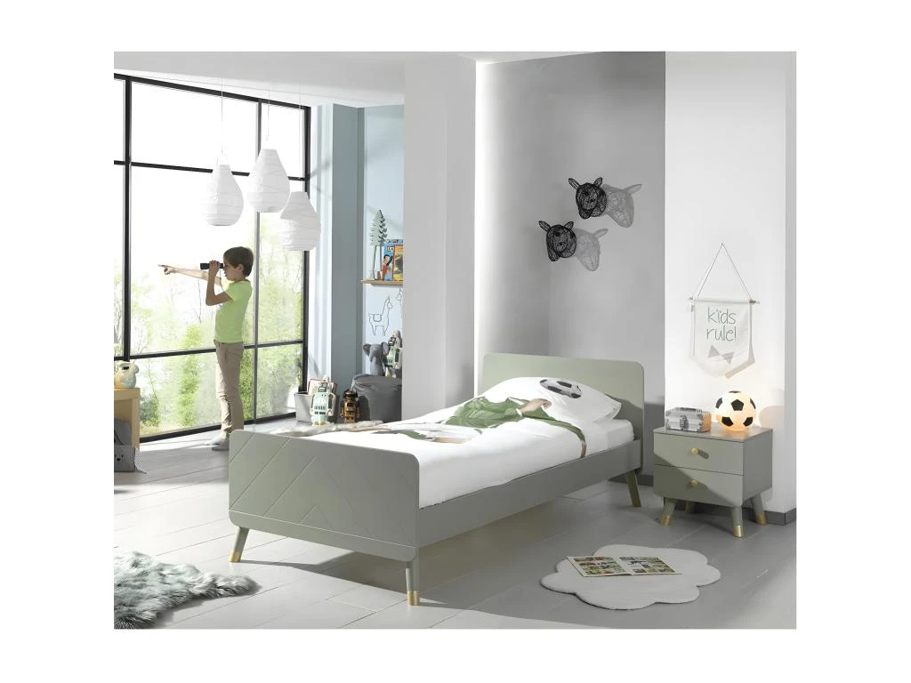 TINY GREEN - Chevet 2 Tiroirs Vert Olive Et Gold – Image 3