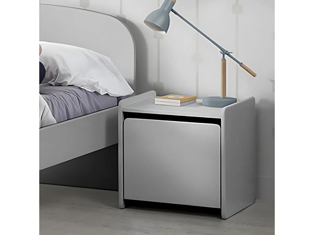 BODHI GREY - Chevet 1 Porte Avec Rebords Gris â Image 2