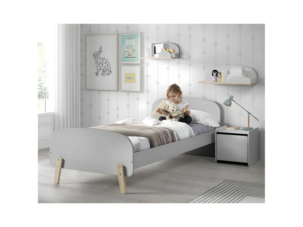 BODHI GREY - Chevet 1 Porte Avec Rebords Gris â Image 3