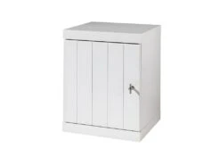 CLEO - Chevet 1 Porte Réversible Effet Lambris Blanc Laqué