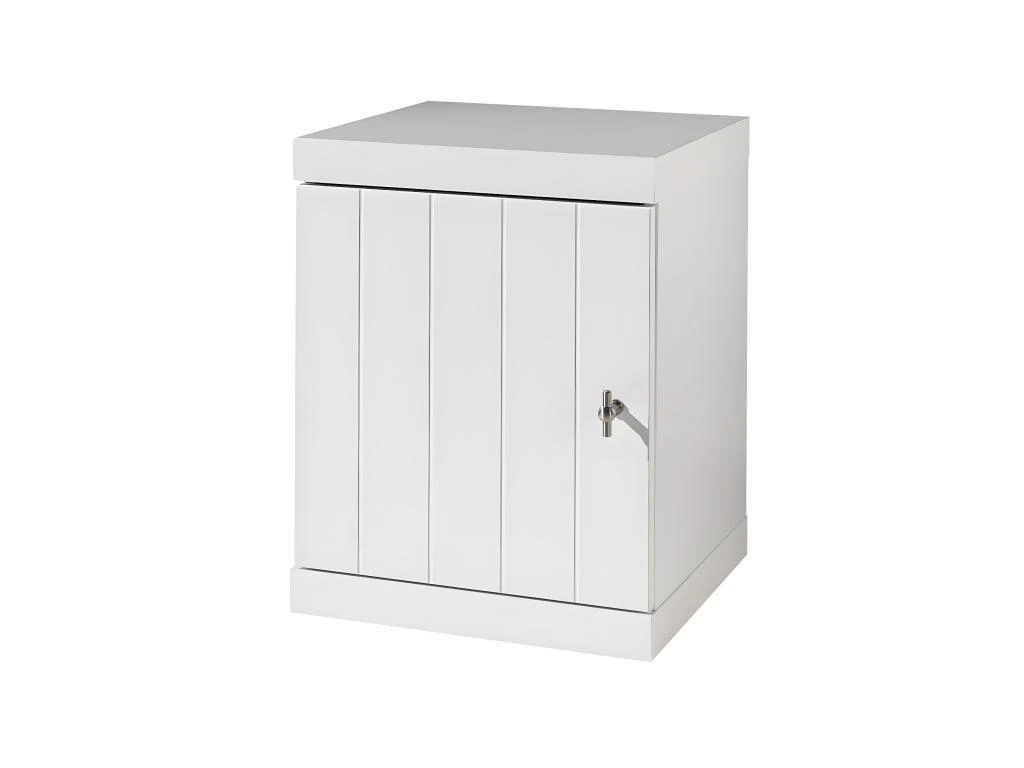 CLEO - Chevet 1 Porte Réversible Effet Lambris Blanc Laqué