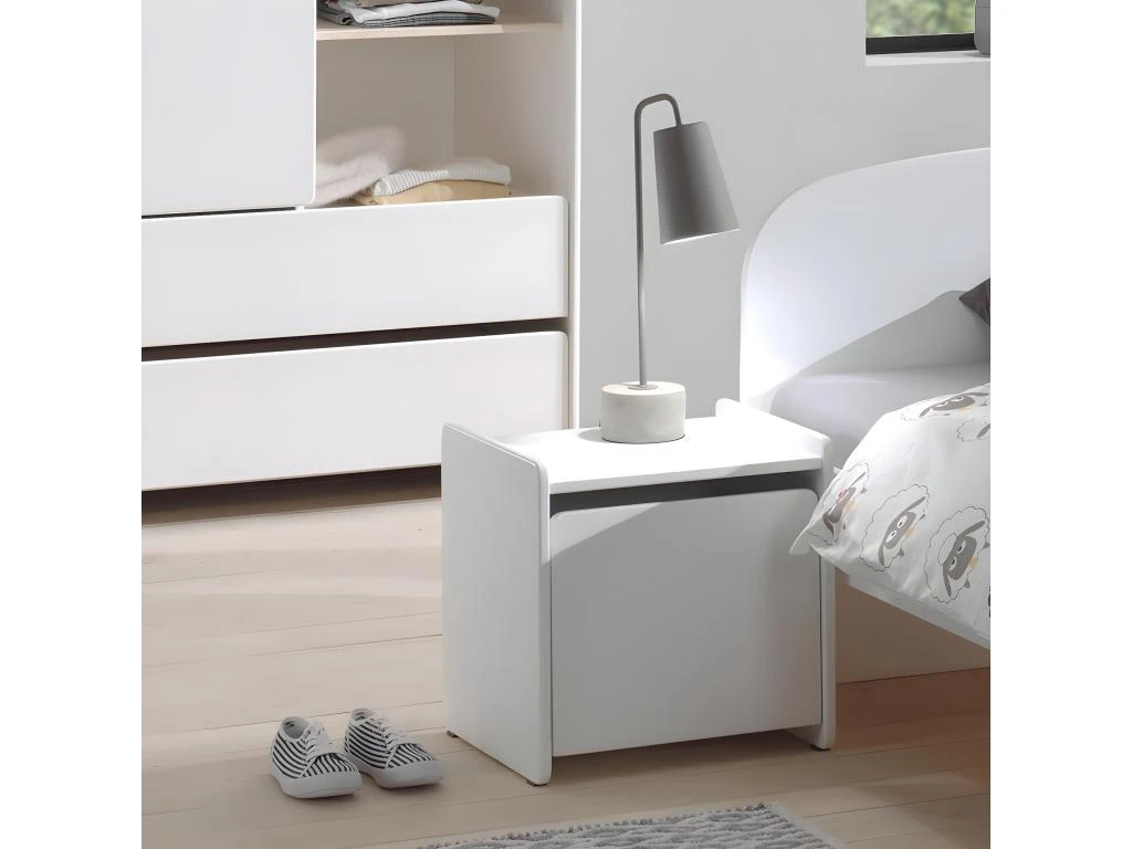 BODHI WHITE - Chevet 1 Porte Avec Rebords Blanc – Image 2