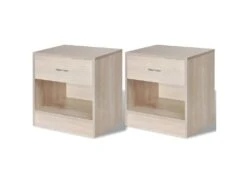 Table De Nuit Chevet Commode Armoire Meuble Chambre 2 Pcs Avec Tiroir Couleur De Chêne 1402135