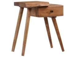 Table De Nuit Chevet Commode Armoire Meuble Chambre Bois D'acacia Massif 45 X 32 X 55 Cm 1402029