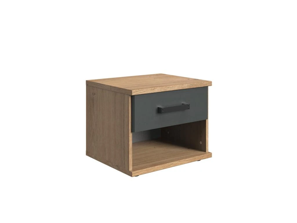 Chevet 1 Tiroir Décor Chêne Et Graphite - L46 Cm