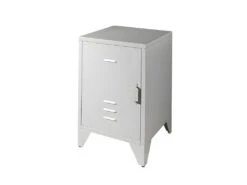 CHICAGO - Chevet 1 Porte Style Casier Industriel Métal Gris