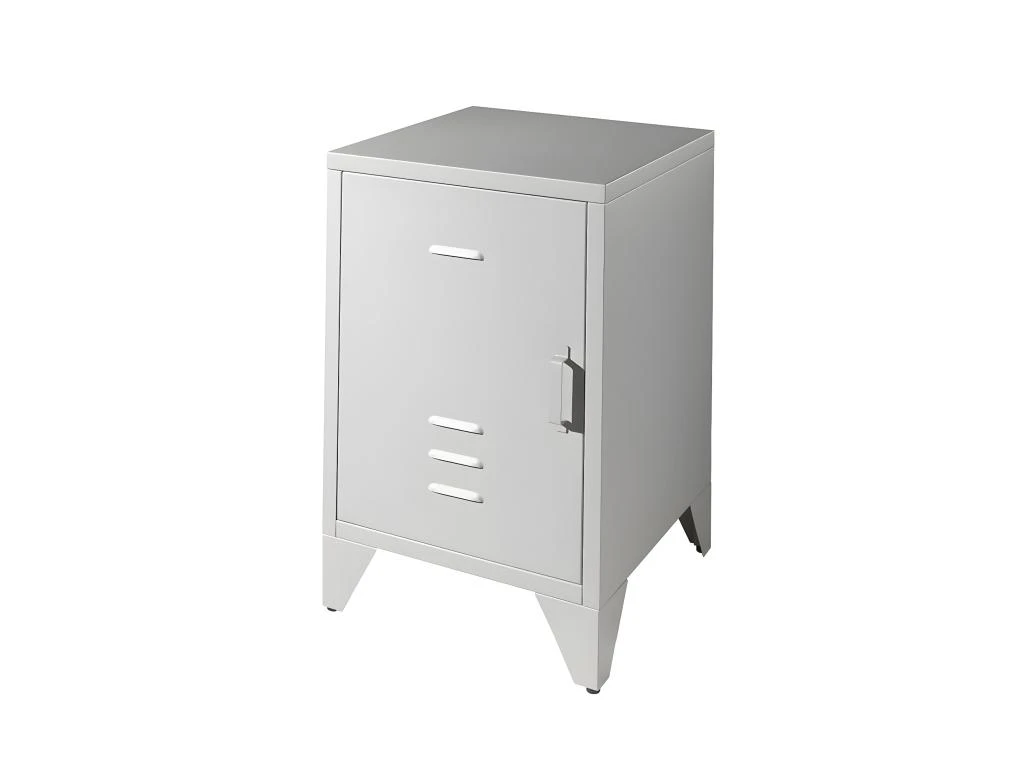 CHICAGO - Chevet 1 Porte Style Casier Industriel Métal Gris