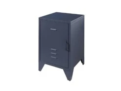 CHICAGO - Chevet 1 Porte Style Casier Industriel Métal Bleu