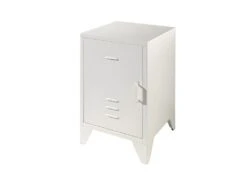 CHICAGO - Chevet 1 Porte Style Casier Industriel Métal Blanc