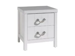 LAZIO - Chevet 2 Tiroirs Effet Lambris Poignées Corde