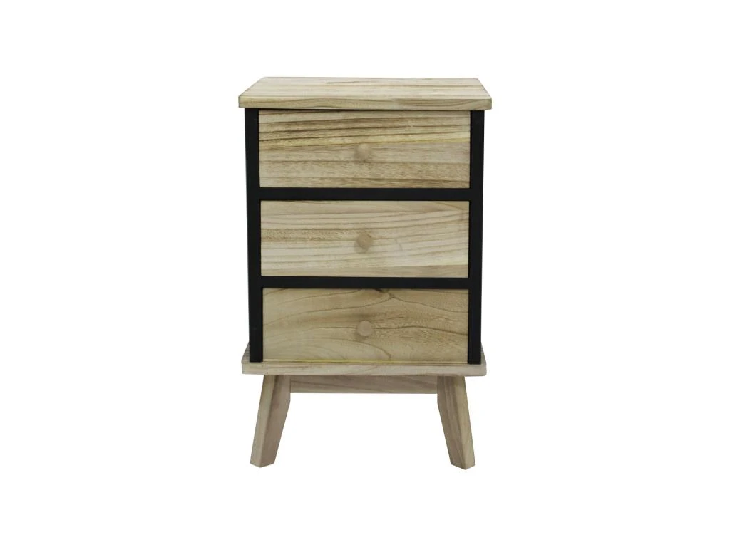 Commode Armoire 3 Tiroirs Bois Noir Industriel Chambre 57x37x32 – Image 2