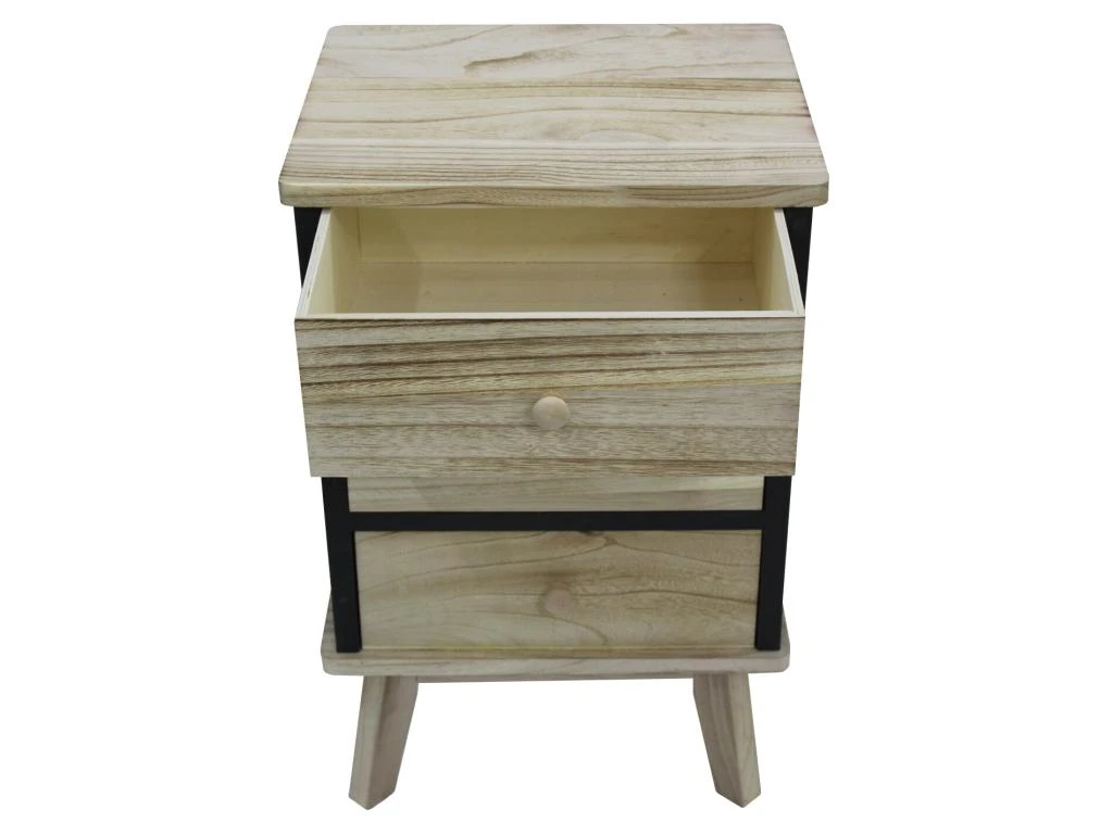 Commode Armoire 3 Tiroirs Bois Noir Industriel Chambre 57x37x32 – Image 4