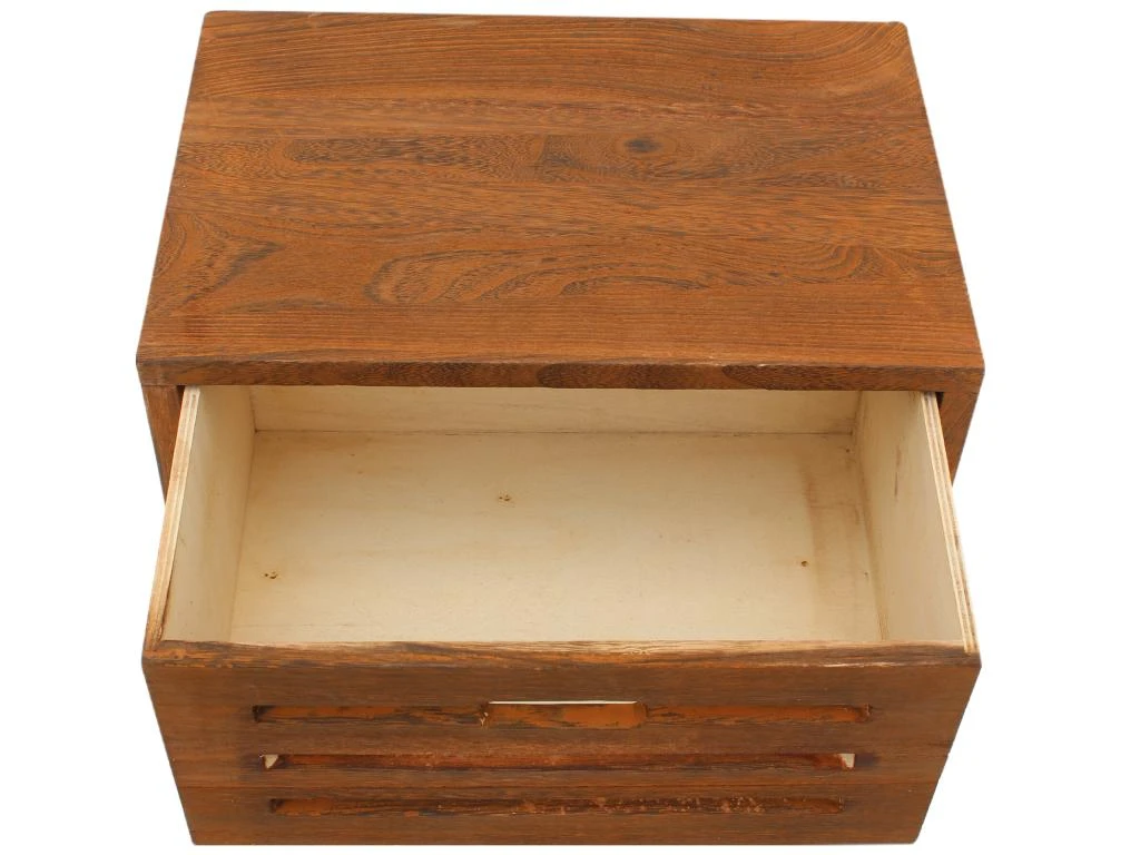 Armoire Commode 2 Tiroirs Bois Marron Style Retro 36x35x24 – Image 4