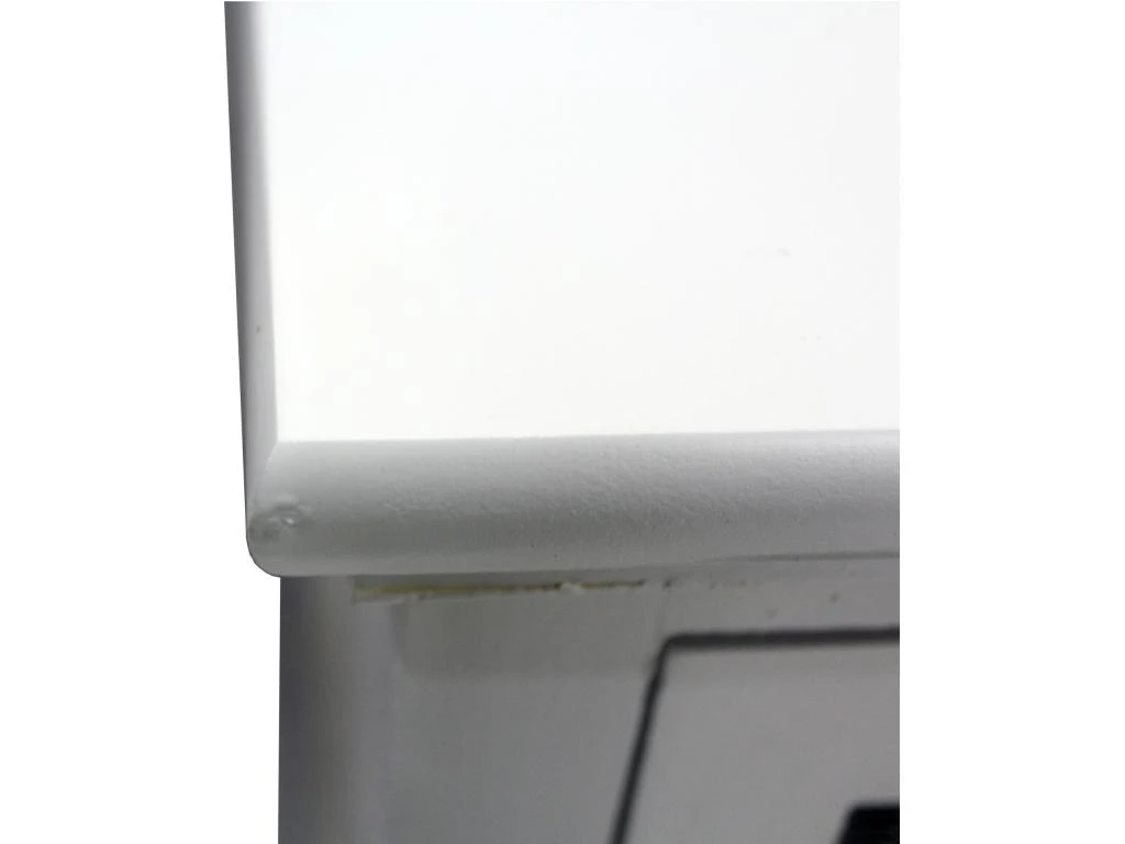 Commode Meuble Rangement Bois 3 Tiroirs Blanc Beige Gris 69x34x29 – Image 5