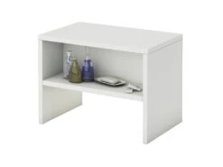 Table De Chevet DION, Table De Nuit Casier Avec 1 Niche, En Mélaminé Blanc Mat