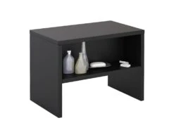 Table De Chevet DION, Table De Nuit Casier Avec 1 Niche, En Mélaminé Noir Mat