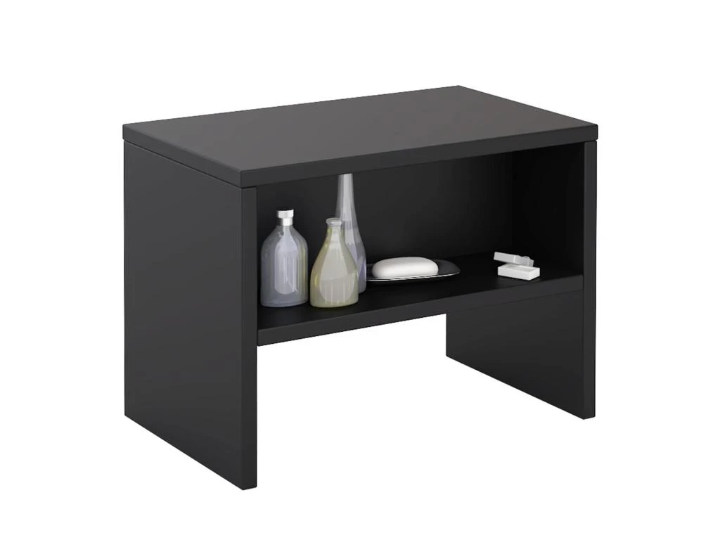 Table De Chevet DION, Table De Nuit Casier Avec 1 Niche, En Mélaminé Noir Mat