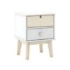KAINA - Chevet 2 Tiroirs En MDF Et Pin Coloris Blanc Et Naturel